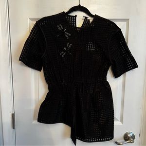 NWT H&M asymmetric checkered shirt with dragon appliqué